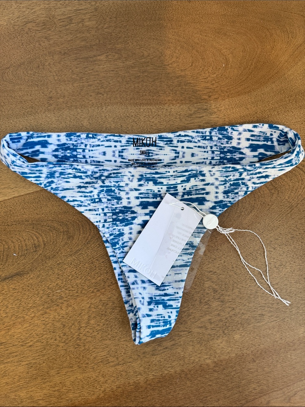 Mikoh Blue and White Patterned Bikini Bottom Small